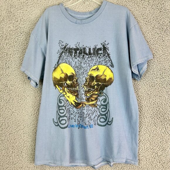 Metallica Live In Concert 92 Graphic T-shirt Blue Size Adult Size Medium Metal - Picture 1 of 5